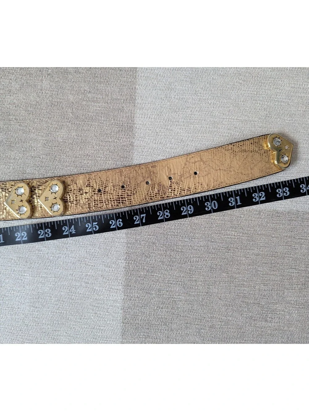 Vintage 80s 90s Made in Italy gold leather heart concho belt - Size S